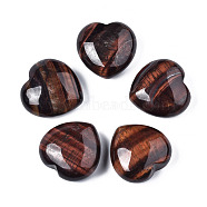 Natural Red Tiger Eye, No Hole, Heart Love Stone, Pocket Palm Stone for Reiki Balancing, 29.5~30x30x14~15mm(G-N0325-11-05)