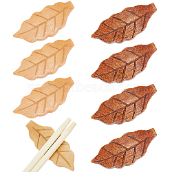 8Pcs 2 Colors Wood Chopsticks Stand, Chopsticks Rest, Leaf, Mixed Color, 23x56x7.5mm, 4pcs/color(AJEW-CP0008-75)
