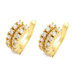 Rack Plating Brass Cubic Zirconia Cuff Earrings for Women, Long-Lasting Plated, Lead Free & Cadmium Free, Real 18K Gold Plated, 12.5x6mm(EJEW-K245-44G)