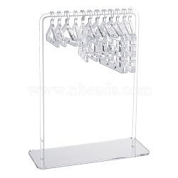 Acrylic Earring Display Stands, Clothes Hanger Shaped Earring Organizer Holder with 12Pcs 3 Styles Mini Hangers, Silver, 15x6x18.5cm(EDIS-WH0021-58B)