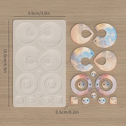 DIY Silicone Molds, Decoration Making, Resin Casting Molds, For UV Resin, Epoxy Resin Jewelry Making, Clear, 165x98x5mm, Hole: 2mm, Inner Diameter: 11~43x12~47mm(SIMO-H020-01E)