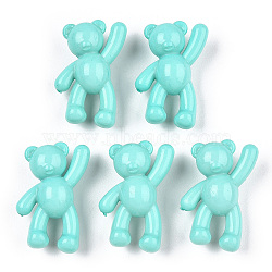 Opaque Acrylic Pendants, Bear, Pale Turquoise, 37x28x13mm, Hole: 2.5mm, about 133pcs/500g(MACR-S373-01A-SS2107)