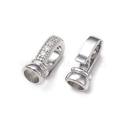 Rack Plating Brass Micro Pave Clear Cubic Zirconia Fold Over Clasps, Cadmium Free & Lead Free, Long-Lasting Plated, Platinum, 13.5x7.5x6mm, Inner Diameter: 4mm and 8x4mm(KK-E080-02P)