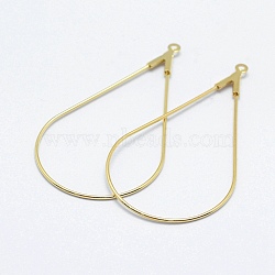 Brass Pendants, Long-Lasting Plated, Real 18K Gold Plated, Nickel Free, Open Teardrop, 46x23x0.8mm, Hole: 1mm(KK-F727-23G-NF)