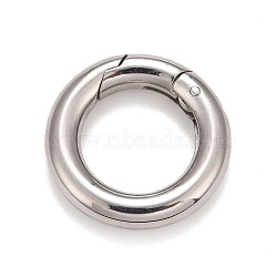 304 Stainless Steel Spring Gate Rings, for Keychain, Stainless Steel Color, 7 Gauge, 18x3.5mm(STAS-M296-01P-C)