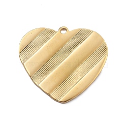 304 Stainless Steel Pendants, PVD Vacuum Plating, Heart Charm, Real 18K Gold Plated, 25x27x1mm, Hole: 1.5mm(STAS-R155-063G-03)