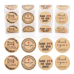 4 Rolls 4 Styles Paper Sticker with Word Thank You, Paper Gift Tag Stickers, Adhesive Labels Stickers, Wheat, 25x0.1mm, 500pcs/roll, 1 roll/style(STIC-TA0001-03)