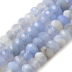 Natural Banded Agate/Striped Agate Beads Strands, Dyed & Heated, Faceted Rondelle, Cornflower Blue, 6x4mm, Hole: 1.2mm, about 102pcs/strand, 15.35''(39cm)(G-E605-A02-01G)