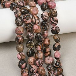 Natural Rhodonite Beads Strands, Nuggets, Tumbled Stone, 9~11x8~10x6~10mm, Hole: 0.8mm, about 18~19pcs/strand, 6.89~7.28''(17.5~18.5cm)(GG-CBA787B-A12)