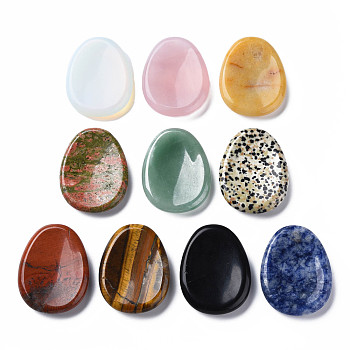 Natural & Synthetic Gemstone Massager, Worry Stone for Anxiety Therapy, for Finger Health, Oval, 45x35x8mm