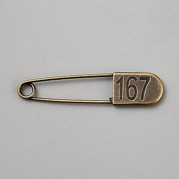 Zinc Alloy Safety Pins, Kilt Pins, Antique Bronze, 62x15x3.5mm