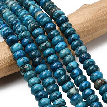 Natural Map Stone/Picasso Stone/Picasso Jasper Beads Strands, Rondelle, Deep Sky Blue, 8.5x5.5mm, Hole: 1mm, about 73pcs/strand, 15.35''(39cm)