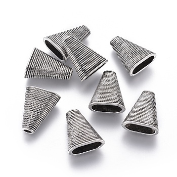 Tibetan Style Bead Cones, Triangle, Cadmium Free & Nickel Free & Lead Free, Antique Silver, 23x19x9mm, Hole: 4x2mm, Inner Size: 15x7mm