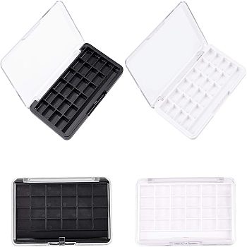 ABS Plastic Eyeshadow Refillable Box, 24 Compartments, with Clear Hinged Lid, Rectangle, Mixed Color, 11.5x6.7x1.6cm, 4pcs/set