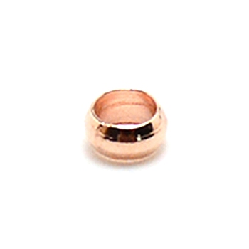 Brass Crimp Beads, Rondelle, Nickel Free, Rose Gold, 4x2mm, Hole: 2.5mm, about 500pcs/bag