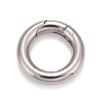 Non-Tarnish 304 Stainless Steel Spring Gate Rings, for Keychain, Stainless Steel Color, 7 Gauge, 18x3.5mm