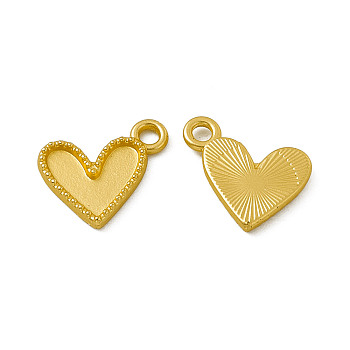 Rack Plating Alloy Pendants, Cadmium Free & Nickel Free & Lead Free, Heart Charm, Matte Gold Color, 11.5x13x1.6mm, Hole: 1.8mm
