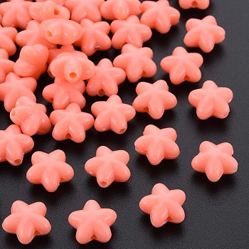 Opaque Acrylic Beads, Star, Coral, 10x10.5x6mm, Hole: 1.6mm, about 1690pcs/500g