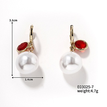 Chic Imitation Pearl Earrings, Elegant & Versatile, Trendy Ear Accessories, Red, 31x14mm