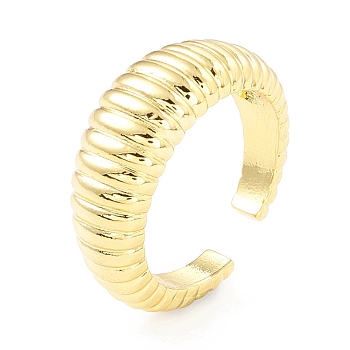 Rack Plating Brass Croissant Open Cuff Ring for Women, Cadmium Free & Lead Free, Real 18K Gold Plated, US Size 7 3/4(17.9mm)