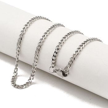 201 Stainless Steel Curb Chain Necklaces for Men, Stainless Steel Color, 20.24 inch(51.4cm)