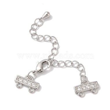 Platinum Clear Brass+Cubic Zirconia Chain Extender