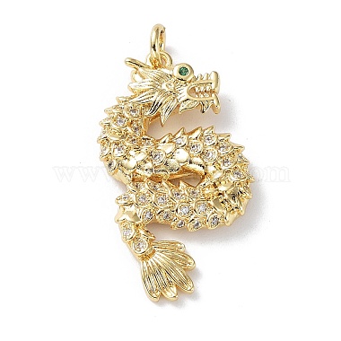 Real 18K Gold Plated Green Dragon Brass+Cubic Zirconia Pendants