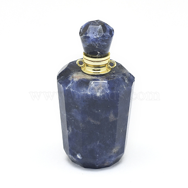 Faceted Natural Sodalite Openable Perfume Bottle Pendants(G-E556-05J)-2