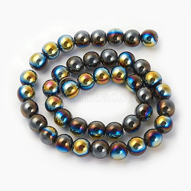 Electroplated Non-magnetic Synthetic Hematite Beads Strands(G-P408-A-10mm)-2