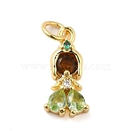Rack Plating Brass with Cubic Zirconia Pendants, Long-Lasting Plated, Cadmium Free & Lead Free, Real 18K Gold Plated, 18.5x7.5x3.5mm, Hole: 3mm(KK-Q784-10G-01)