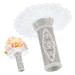 Polyester & Rhinestone Bouquet Holder, For Wedding Bridal Bouquet, Flower, White, 200mm(AJEW-OC00041)