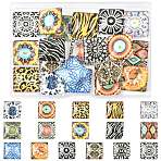 20Pcs Printed Glass Square Cabochons, Mixed Color, 20x20x5mm(GGLA-FS0001-18)