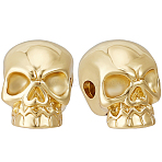 10Pcs Brass Beads, Skull, Real 18K Gold Plated, 11x8.5x10.2mm, Hole: 2mm(KK-BBC0011-44)