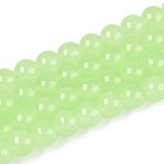 Baking Paint Imitation Jade Glass Round Bead Strands, Green Yellow, 8.5~9mm, Hole: 1.5mm(X1-DGLA-Q021-8mm-08)