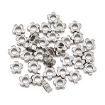 201 Stainless Steel Spacer Beads, Flower, Stainless Steel Color, 3.5x3.5x1.5mm, Hole: 1.6mm, about 20pcs/set(SA-CBA9448-04A-P)