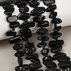 Natural Black Tourmaline Beads Strands, Nuggets, with Seed Beads, 5~18x3.5~8.5x2.5~6.5mm, Hole: 0.7~1mm, about 46~51pcs/strand, 15.35''~16.14''(39~41cm)(G-K393-B06)