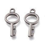 Tarnish Resistant 304 Stainless Steel Pendants, Key, Stainless Steel Color, 19.5x9.5x2mm, Hole: 1.8mm(STAS-F263-13P)