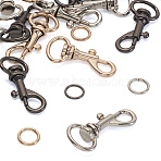 15Pcs 6 Colors Alloy Swivel Snap Hook Clasps, with 15Pcs 3 Colors Open Jump Ring, Mixed Color, Swivel Clasps: 38x17x8mm, hole: 6x12.5mm, Ring: a11x1.5mm, 5pcs/color(FIND-TA0003-79)