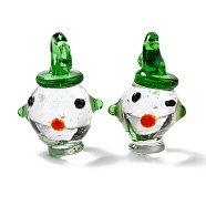 Handmade Lampwork Pendants, Cartoon Animal, Green, 23.5x17x13mm, Hole: 3x3.5mm(LAMP-I022-03)