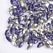 Pointed Back Resin Rhinestone Cabochons, Back Plated, Faceted, Horse Eye, Tanzanite, 7.5~8x3.5~4x2.5~3mm, about 2100pcs/bag(CRES-S381-4x8mm-B18)
