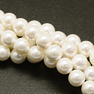 Shell Pearl Beads Strands, Round, White, 16mm, Hole: 1mm, about 24pcs/strand, 15 inch(BSHE-E008-16mm-12)