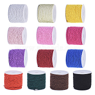 Olycraft Polyester Cord, Twisted Cord, for Home Decorate, Upholstery, Curtain Tieback, Honor Cord, Mixed Color, 3mm, about 5m/roll, 13rolls/set(OCOR-OC0001-05)