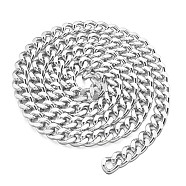 Aluminium Curb Chains, Unwelded, Silver Color Plated, Link: 16.5x13x3.5mm, 1m/strand(CHA-TAC0001-01S)