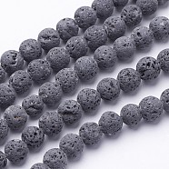 Unwaxed Natural Lava Rock Bead Strands, Round, 12mm, Hole: 1.5mm, about 32pcs/strand, 15.5 inch(X-G-F309-12mm)