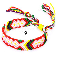 Cotton Braided Rhombus Pattern Cord Bracelet, Ethnic Tribal Adjustable Brazilian Bracelet for Women, Wheat, 5-7/8~14-1/8 inch(15~36cm)(FIND-PW0013-003A-19)