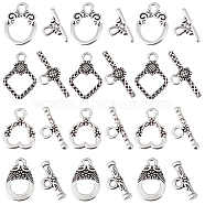 100Pcs 4 Styles Tibetan Style Alloy Toggle Clasps, Lead Free & Cadmium Free, Mixed Shapes, Antique Silver, 18.5~21x11~15mm, Hole: 1.8~3mm, 25pcs/style(FIND-SC0008-04)