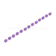 Handmade Polymer Clay Beaded Chain, Link Chain, with Brass Eye Pin, Quick Link Connector, for Bracelet Necklace Making, Blue Violet, 13x6mm, about 39.37 inch(1m)/strand(AJEW-JB00926-04)