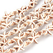 Gemstone Beads Strands, Synthetical Turquoise, Starfish/Sea Stars, Beige, 15x15x5.5mm, Hole: 1.5mm, about 36~38pcs/strand, 14.56 inch~15.15 inch(TURQ-S210-1)
