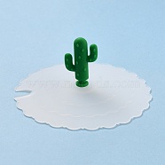Cactus Food Grade Silicone Cup Cover Lid, with A Notch, Dust-Proof Lid for Cup, White, 105x40mm(AJEW-G031-05)