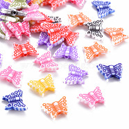 Craft Style Acrylic Beads, Butterfly, Mixed Color, 12x15x3.5mm, Hole: 1.5mm, about 1750pcs/500g(MACR-S373-09F)